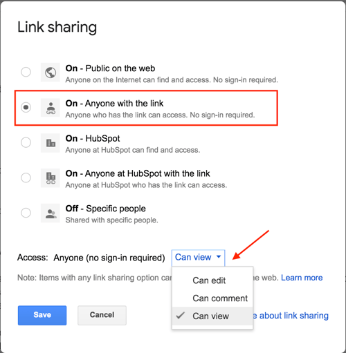 google docs link sharing